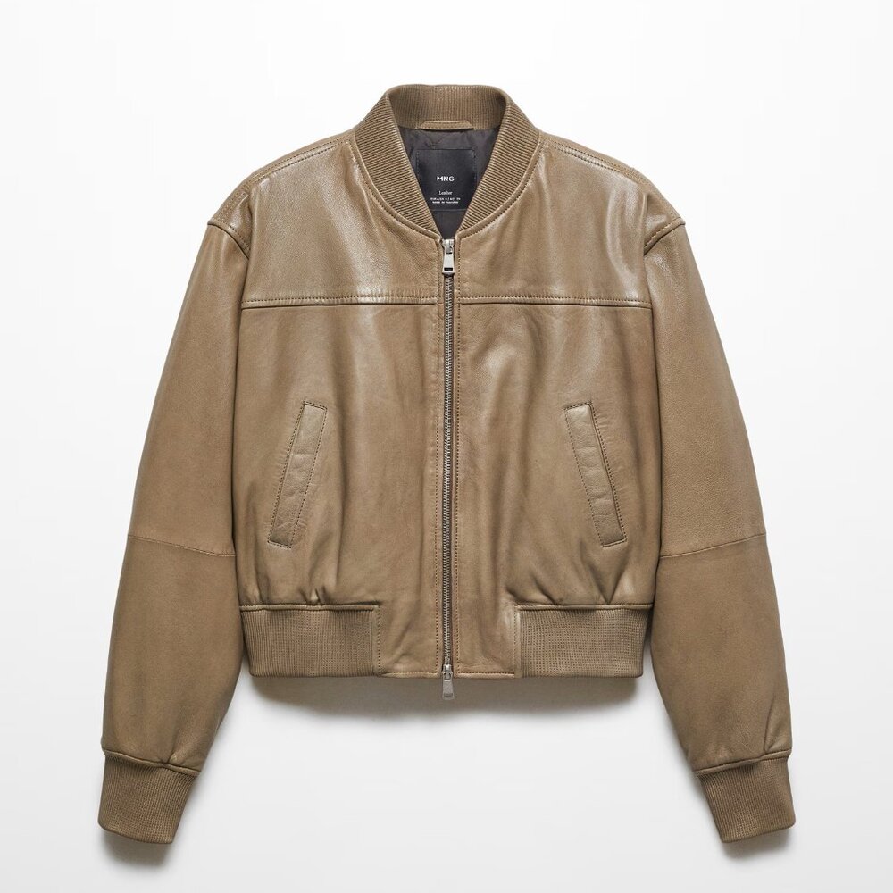 MANGO NWT Genuine Leather Bomber